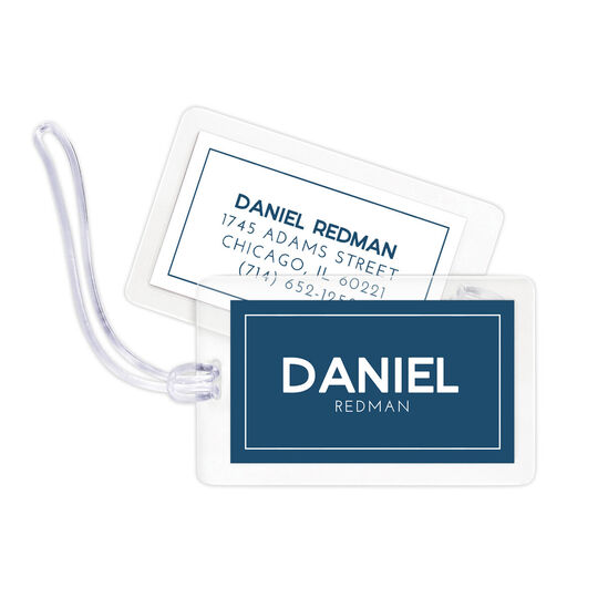 Navy Bold Name Luggage Tags